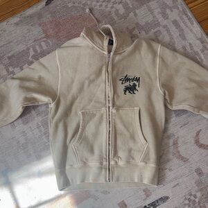 Stussy Kids Beige Zip-Up Hoodie